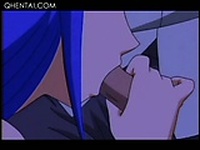 Injured hentai girl filling her slick tight snatch with