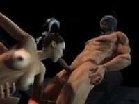 3D Harely Quinn gets double teamed by Batman and Robin